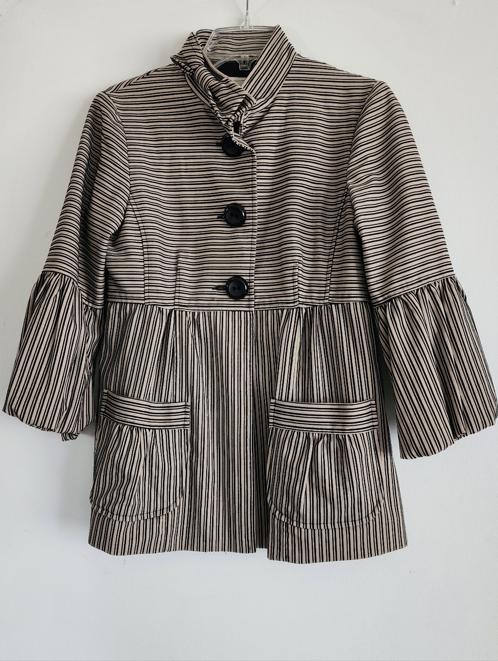 NANETTE LEPORE | "Roulette Wheel" Peplum-style Striped Jacket | Size 8 - Picture 1 of 7